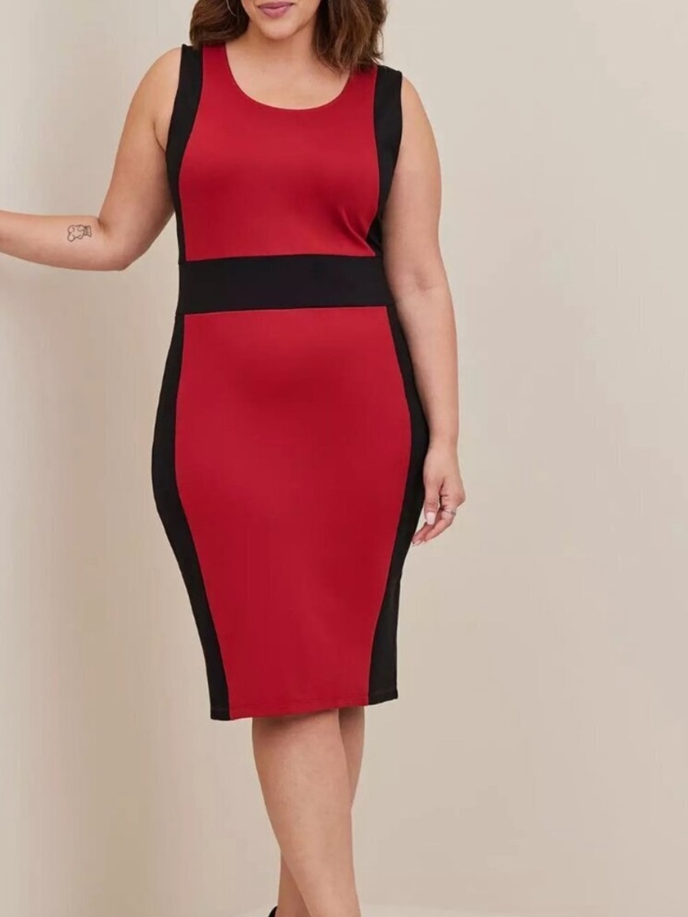 Studio by Torrid Red Black color block sheath dress